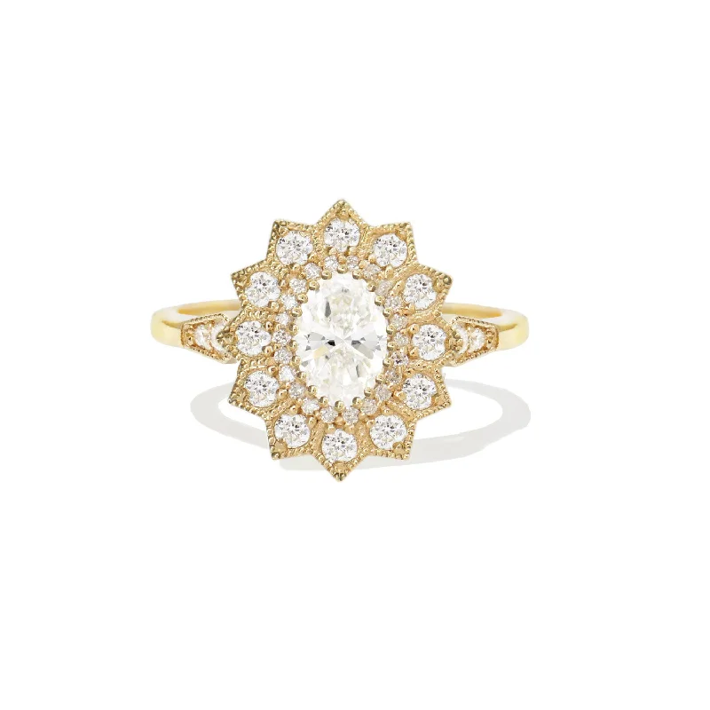 Oval Diamond Mosaic Sunflower Ring