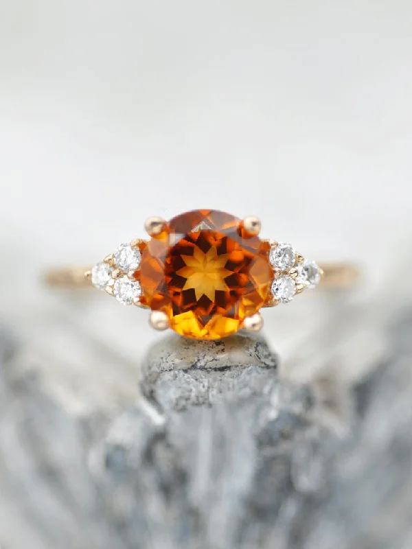 14K Caroline Citrine & Diamond Ring