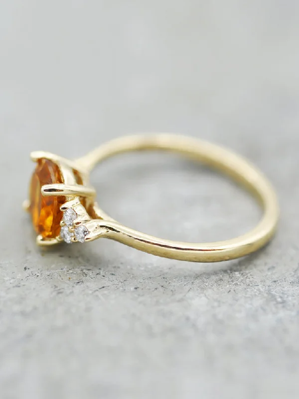 14K Caroline Citrine & Diamond Ring