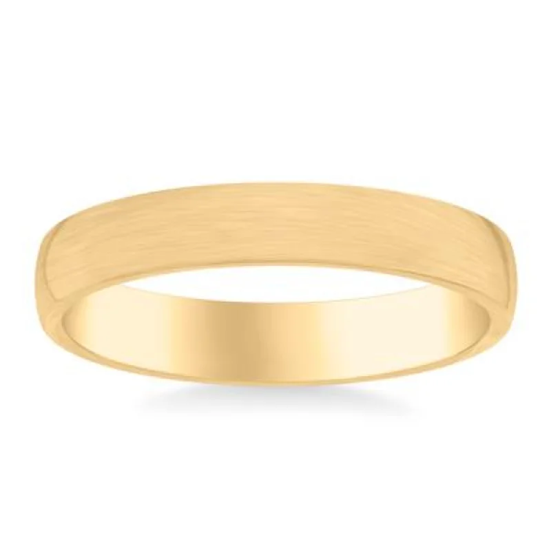 14k Gold European Fit Brushed Wedding Band 4mm