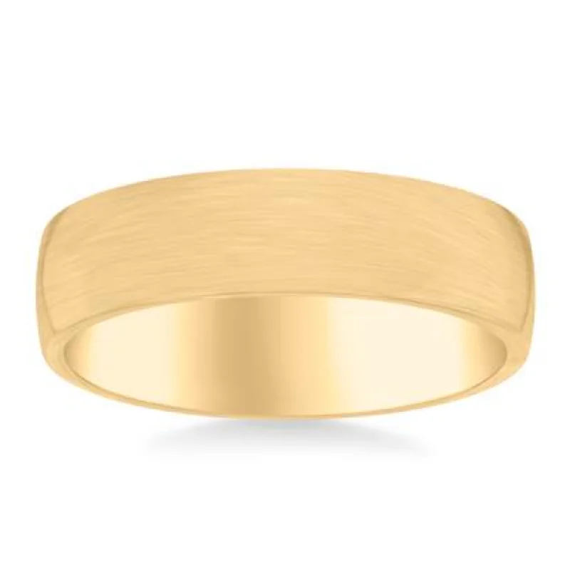 14k Gold European Fit Brushed Wedding Band 6mm