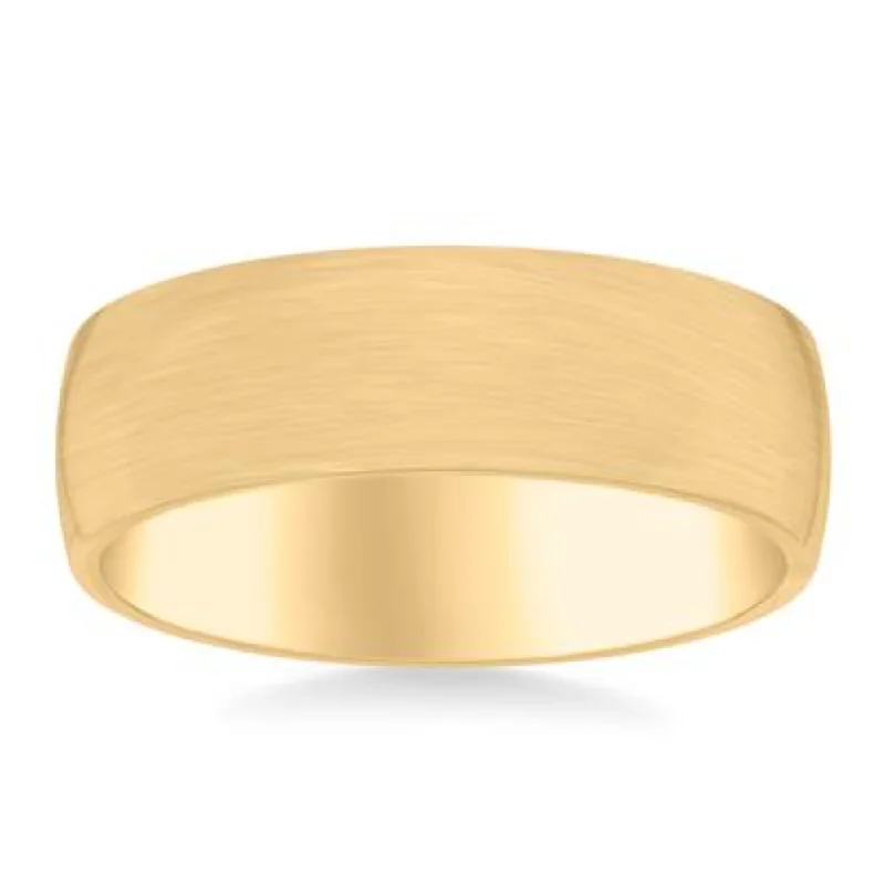 14k Gold European Fit Brushed Wedding Band 7mm