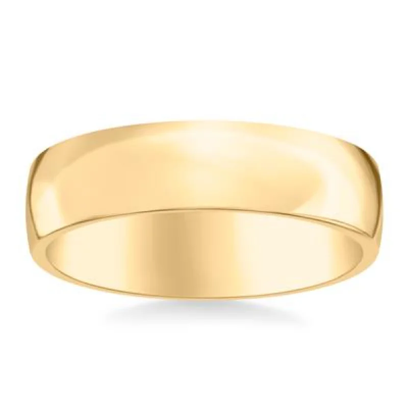 14k Gold European Fit Polished Wedding Band 6mm