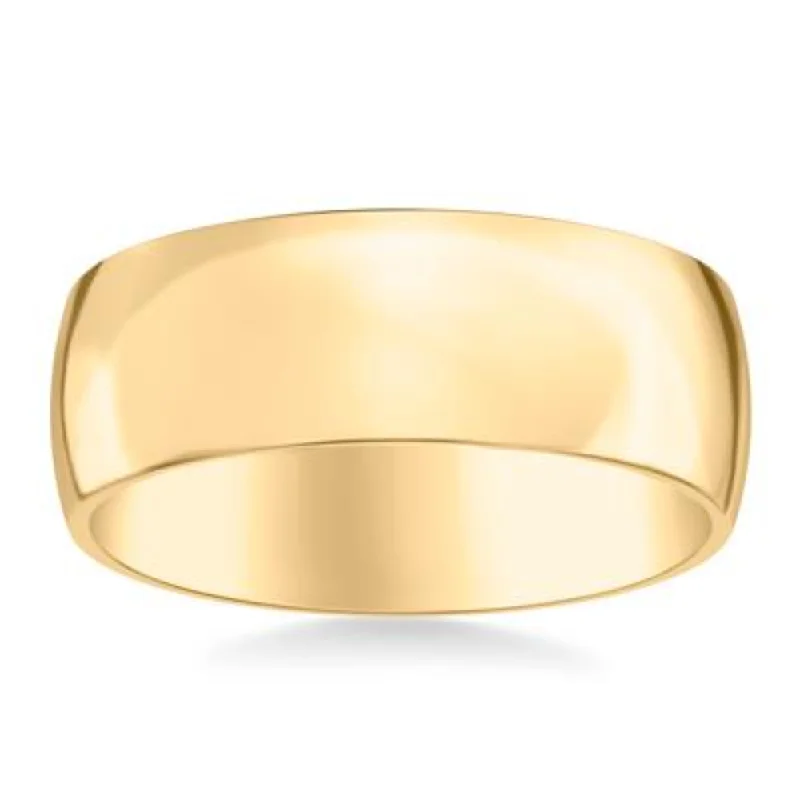 14k Gold European Fit Polished Wedding Band 8mm