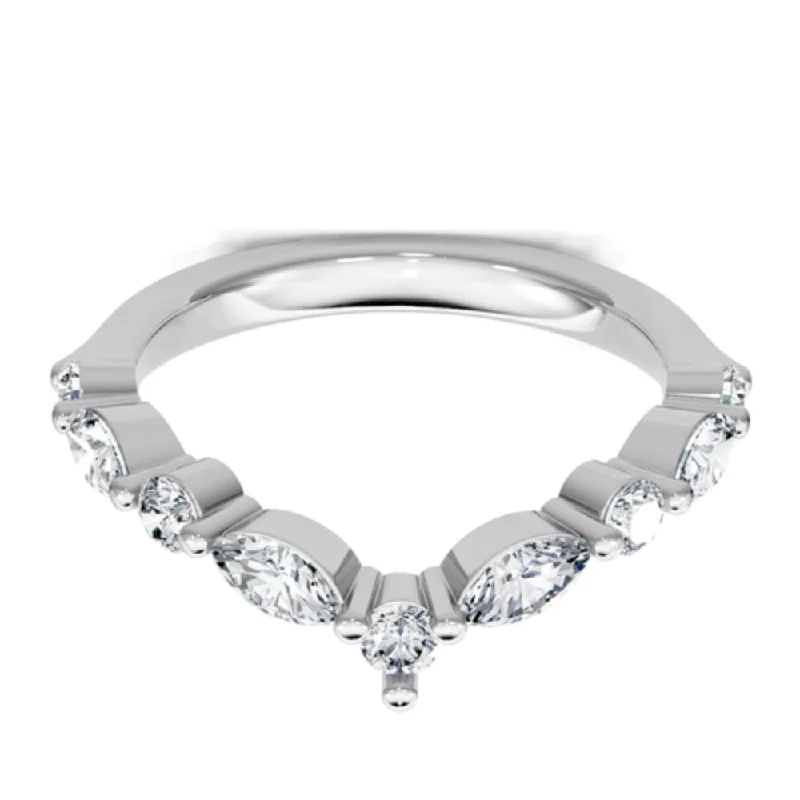 14k Round and Marquise Diamond Contour Band