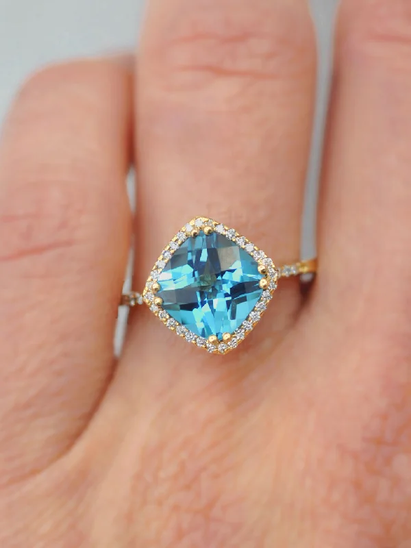 14K Swiss Blue Topaz Sophia Ring