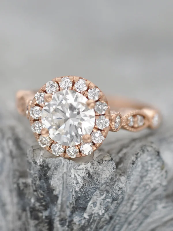 14K Tori Diamond Halo Ring