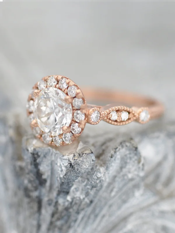 14K Tori Diamond Halo Ring