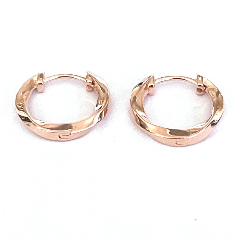 14mm twist circle silver earring with pink gold plating