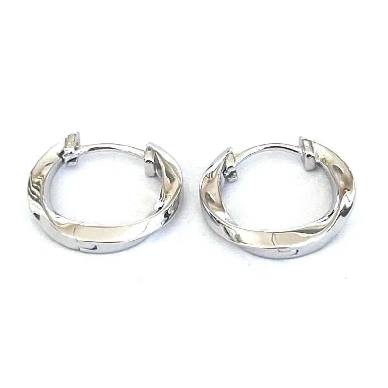 14mm twist circle silver earring