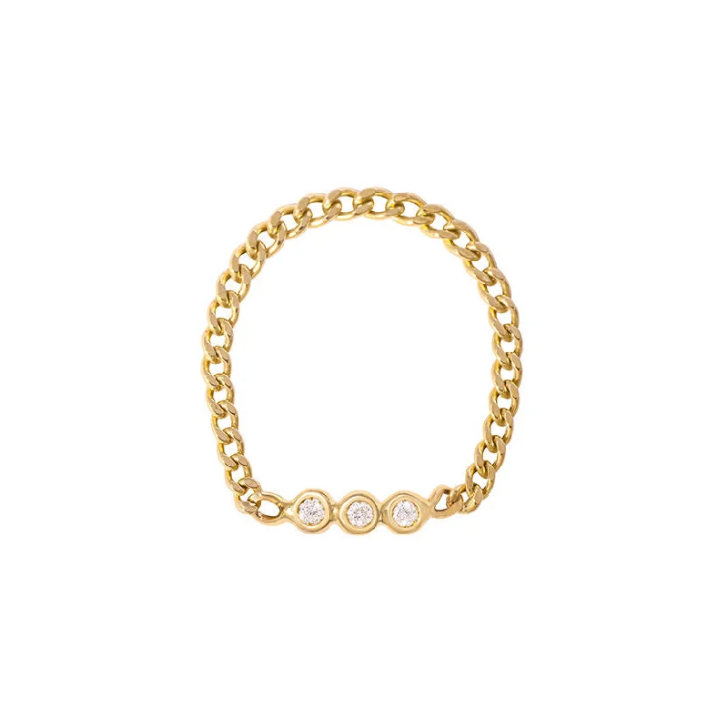 Three Chain Reactions 18K Gold Ring w. Diamonds