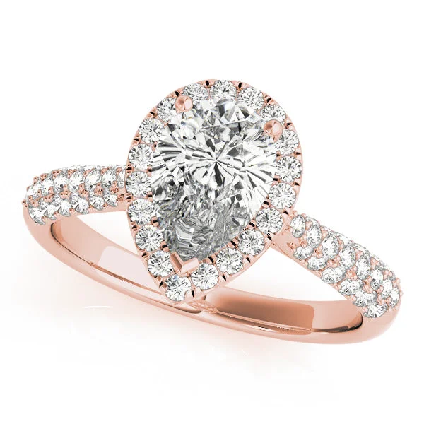 18 ct Rose Gold Setting / Natural Diamond Halo & Side Stones