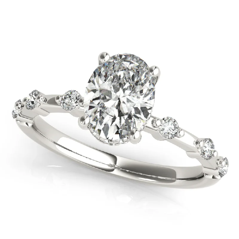 Dottie Oval Diamond Engagement Ring Setting (with Hidden Halo)