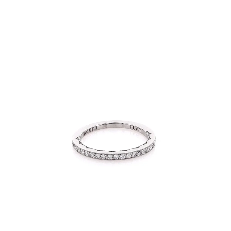 Estate Tacori Platinum Diamond Milgrain Wedding Band