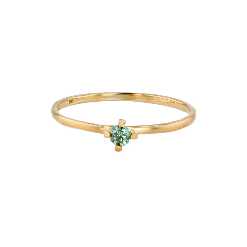 ReMind mini Solitaire 18K Gold Ring w. Green Lab-Grown Diamond