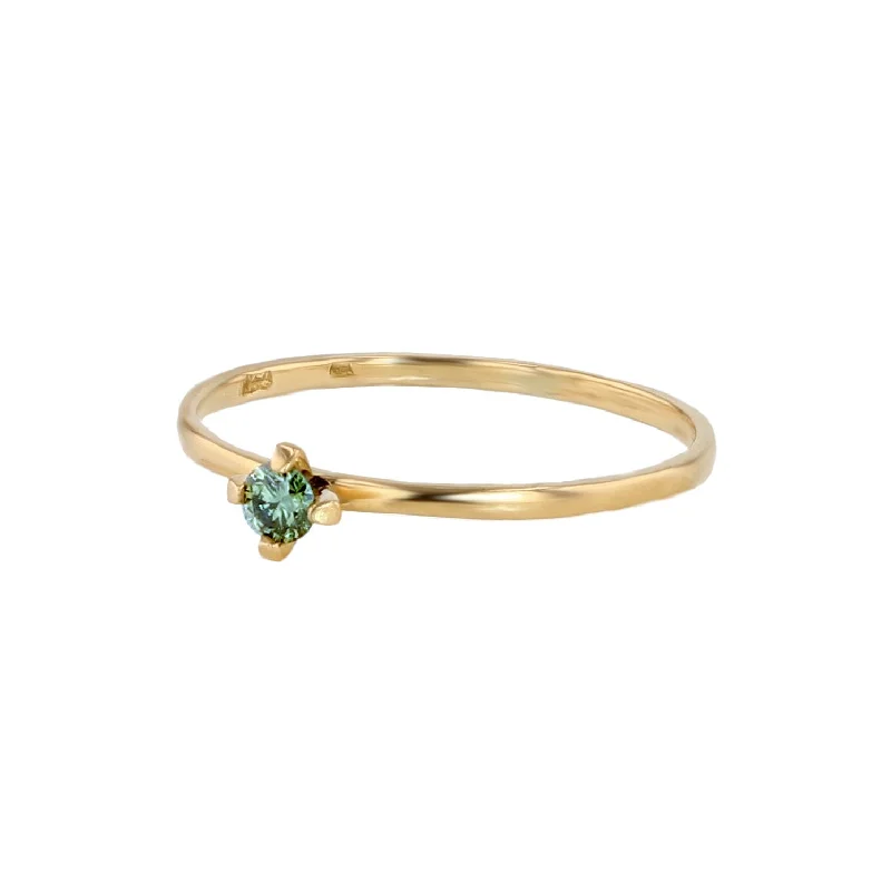 ReMind mini Solitaire 18K Gold Ring w. Green Lab-Grown Diamond