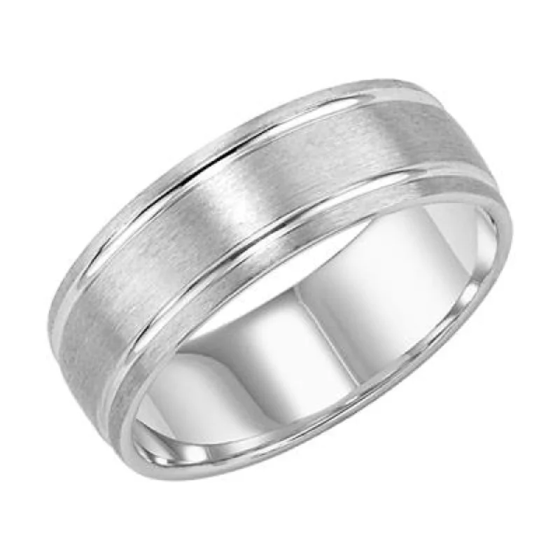 Men's 14k 8mm Low Dome Carved Wedding Band