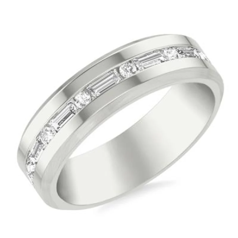 Men's 14k Gold Bevel Edge Diamond Wedding Band