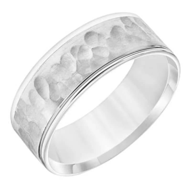 Men's 14k Hammered Brush Finish Wedding Band