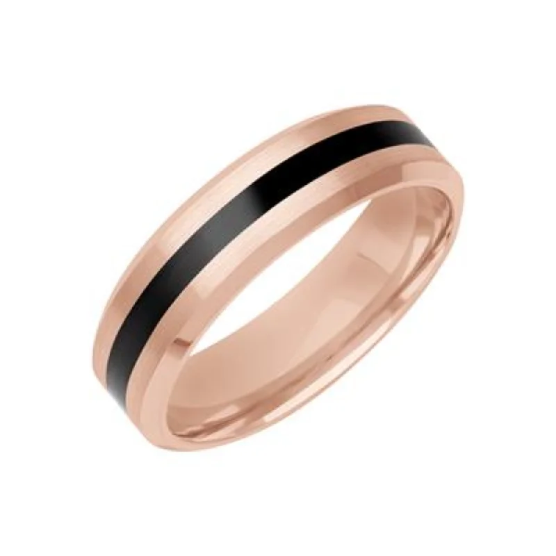 Men's 14k Rose Gold and Ceramic Wedding Band