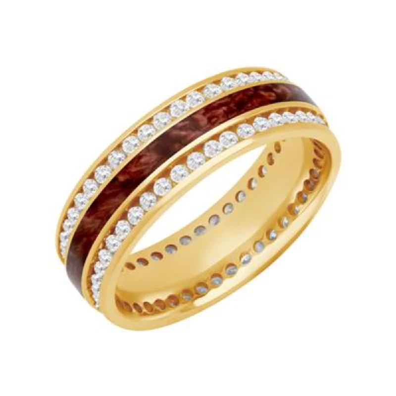 Men's 7mm Elevated Ceramic & Gold Diamond Wedding Band