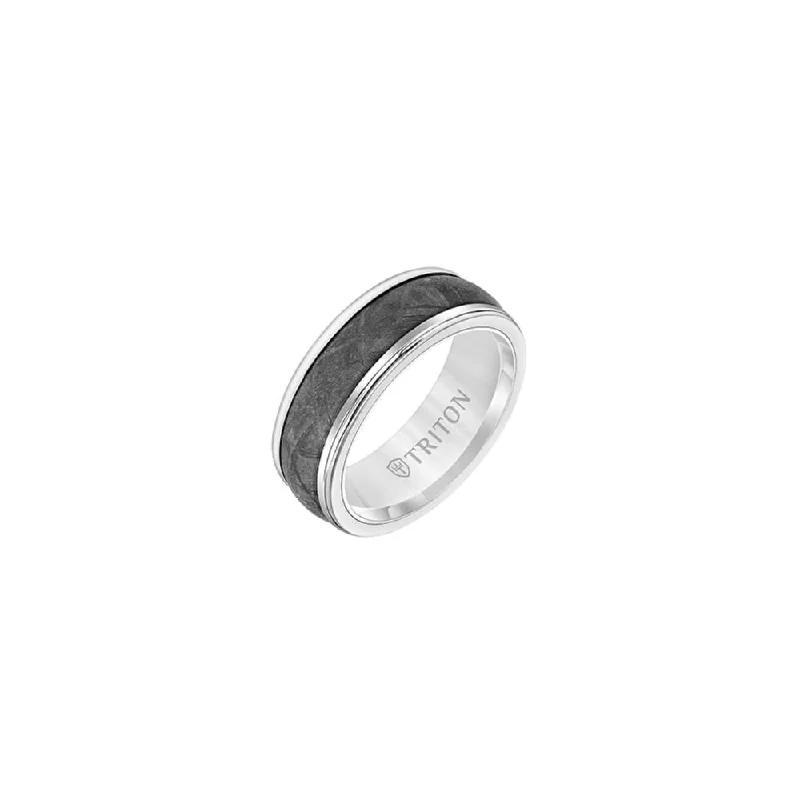 Men's Tungsten and Meteorite Wedding Band