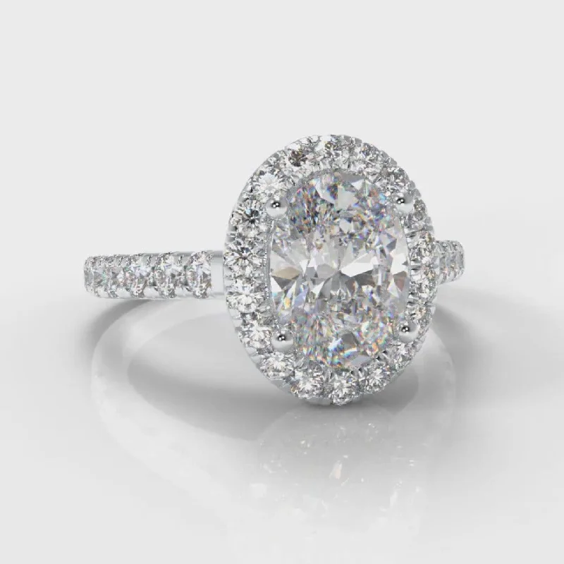 Micropavé Oval Diamond Halo Engagement Ring