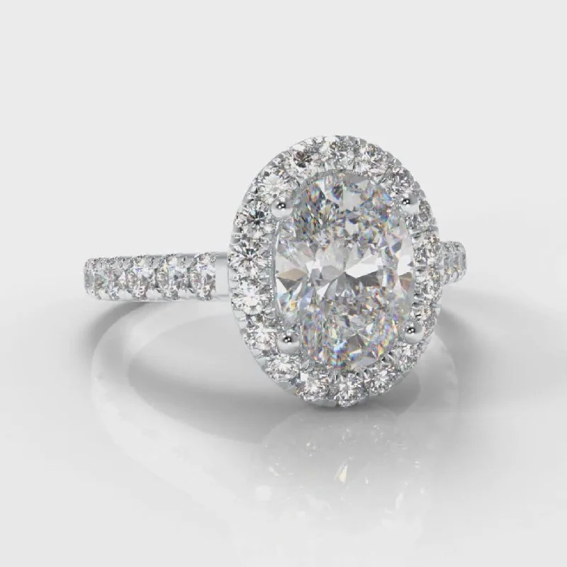 Micropavé Oval Diamond Halo Engagement Ring