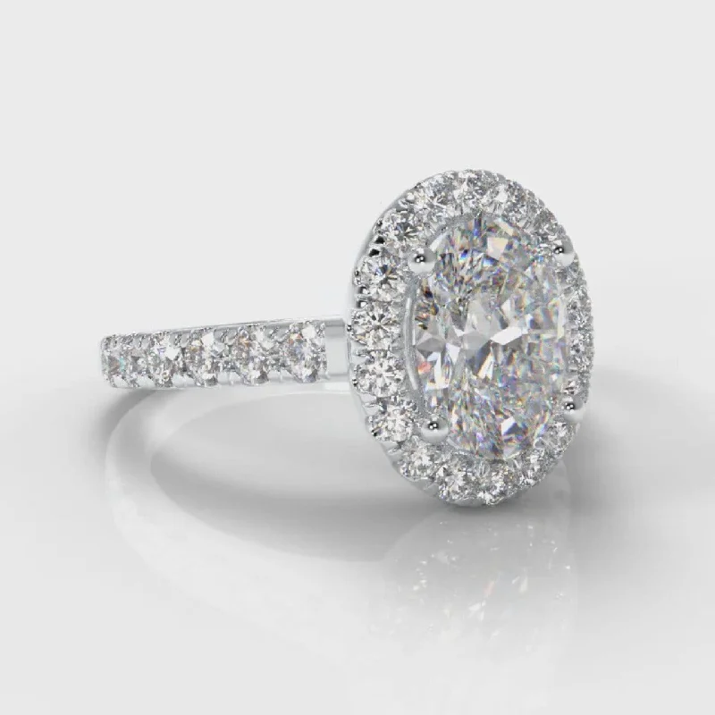 Micropavé Oval Diamond Halo Engagement Ring