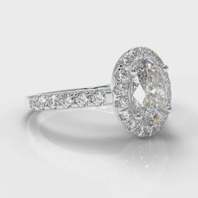 Micropavé Oval Diamond Halo Engagement Ring