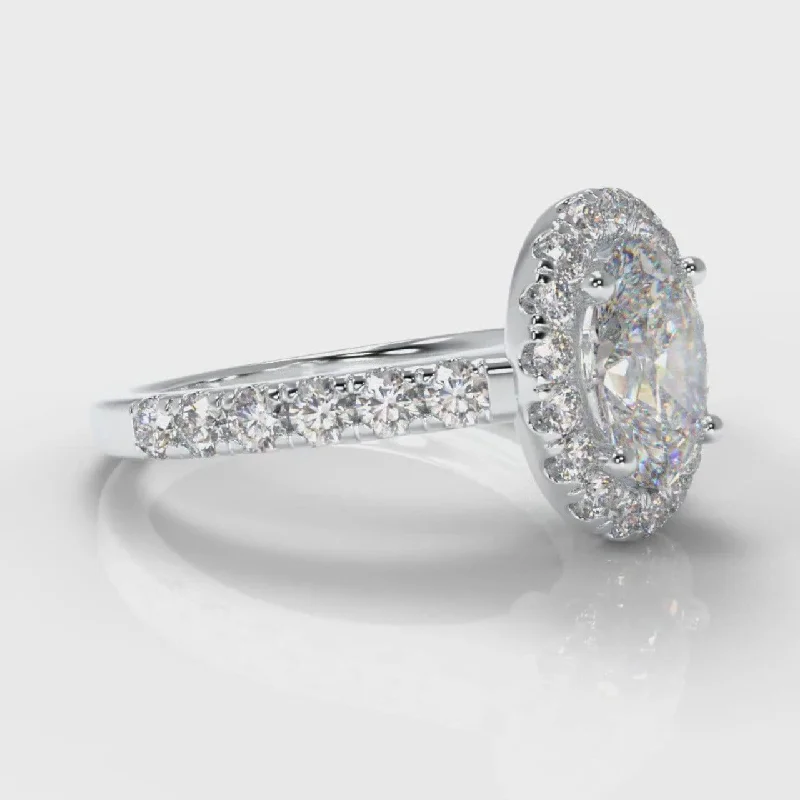 Micropavé Oval Diamond Halo Engagement Ring