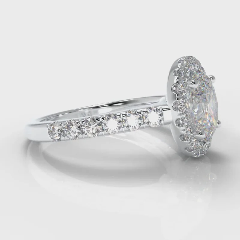 Micropavé Oval Diamond Halo Engagement Ring