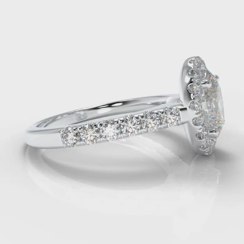 Micropavé Oval Diamond Halo Engagement Ring