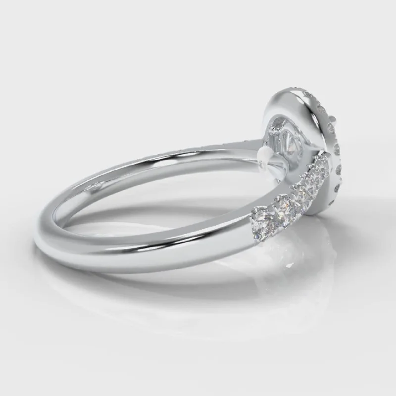 Micropavé Oval Diamond Halo Engagement Ring