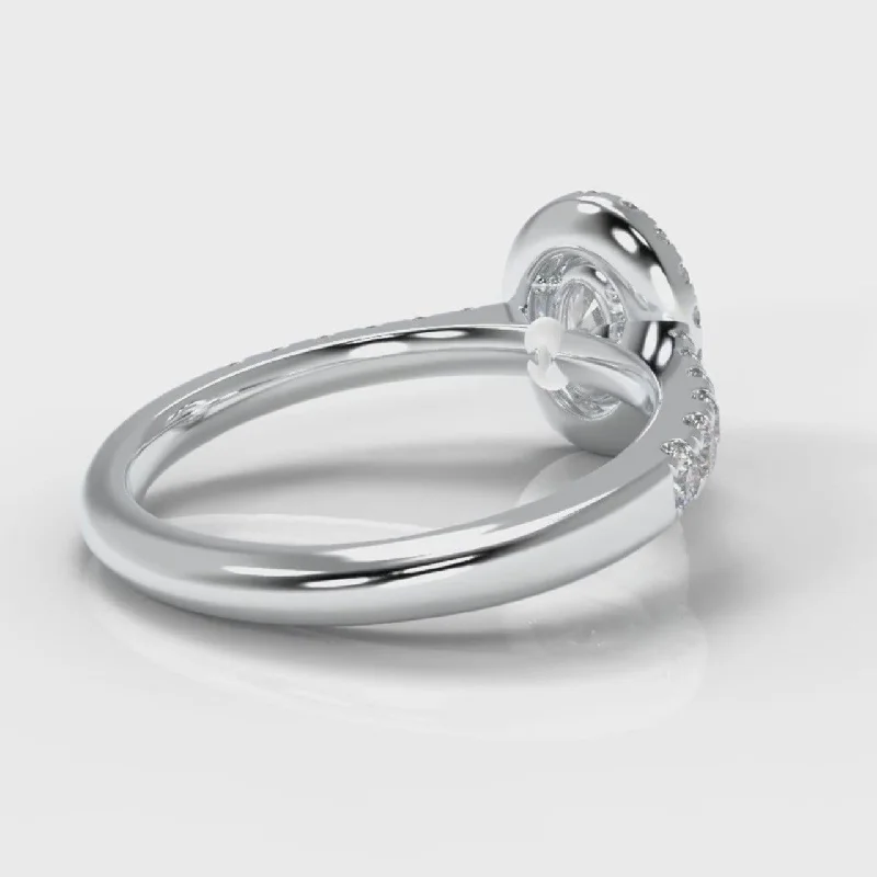 Micropavé Oval Diamond Halo Engagement Ring