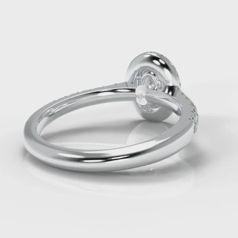 Micropavé Oval Diamond Halo Engagement Ring