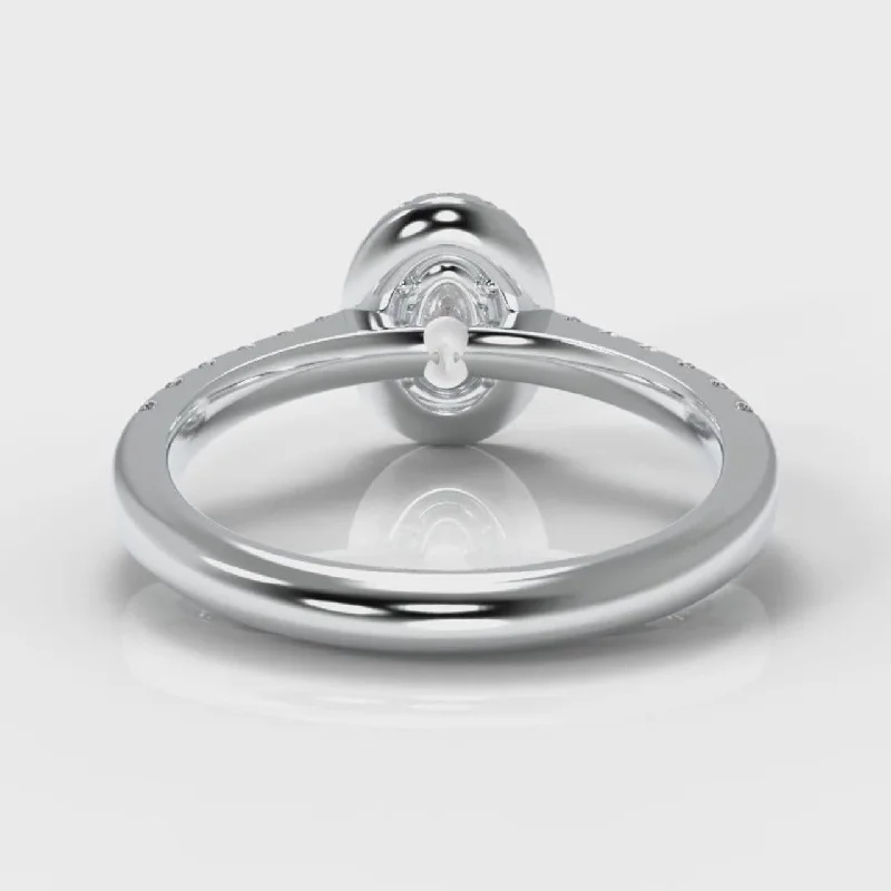 Micropavé Oval Diamond Halo Engagement Ring