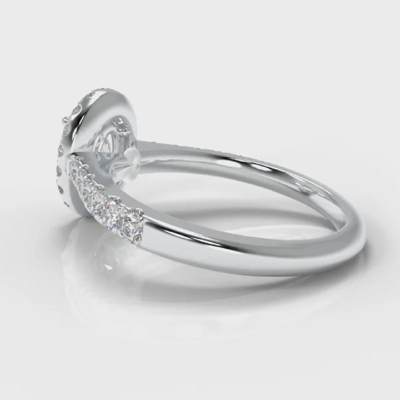 Micropavé Oval Diamond Halo Engagement Ring