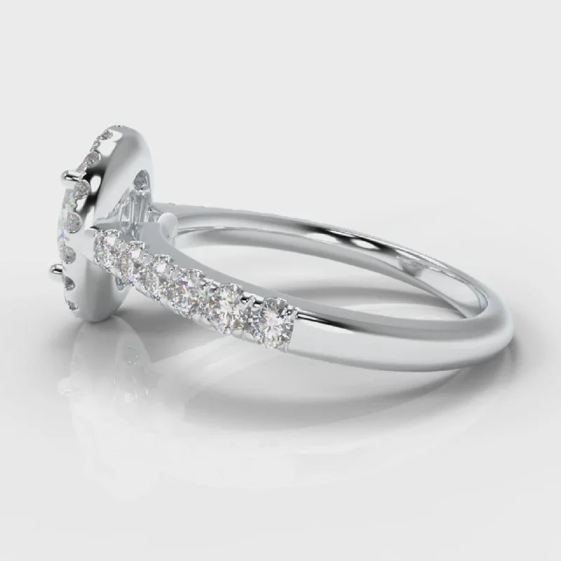 Micropavé Oval Diamond Halo Engagement Ring