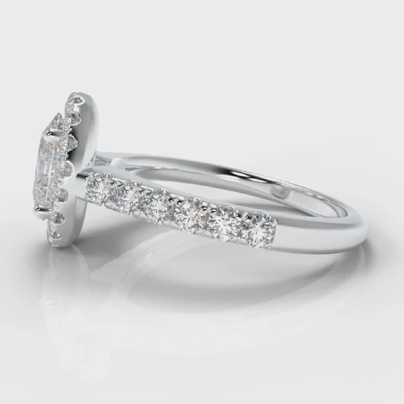 Micropavé Oval Diamond Halo Engagement Ring