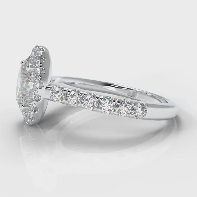 Micropavé Oval Diamond Halo Engagement Ring