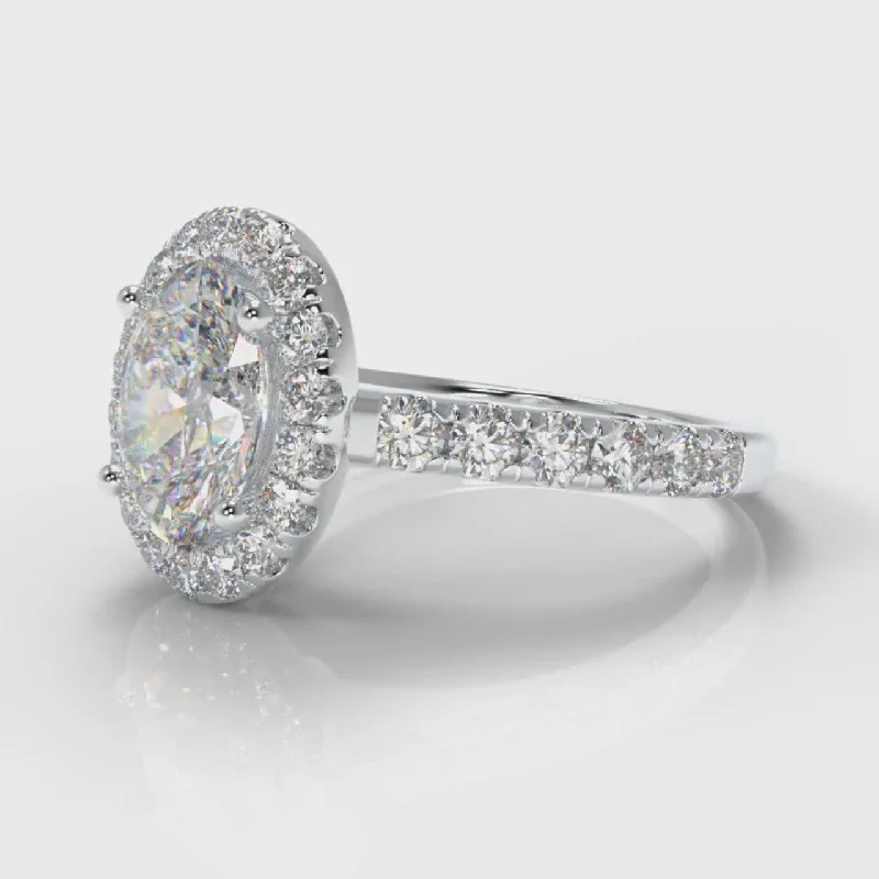 Micropavé Oval Diamond Halo Engagement Ring