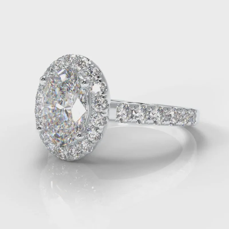 Micropavé Oval Diamond Halo Engagement Ring