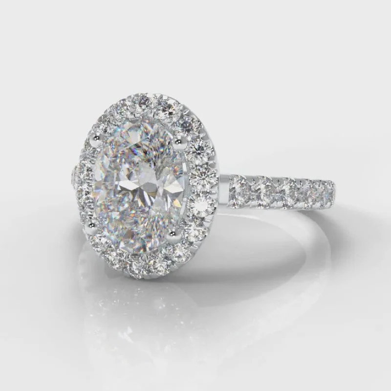 Micropavé Oval Diamond Halo Engagement Ring