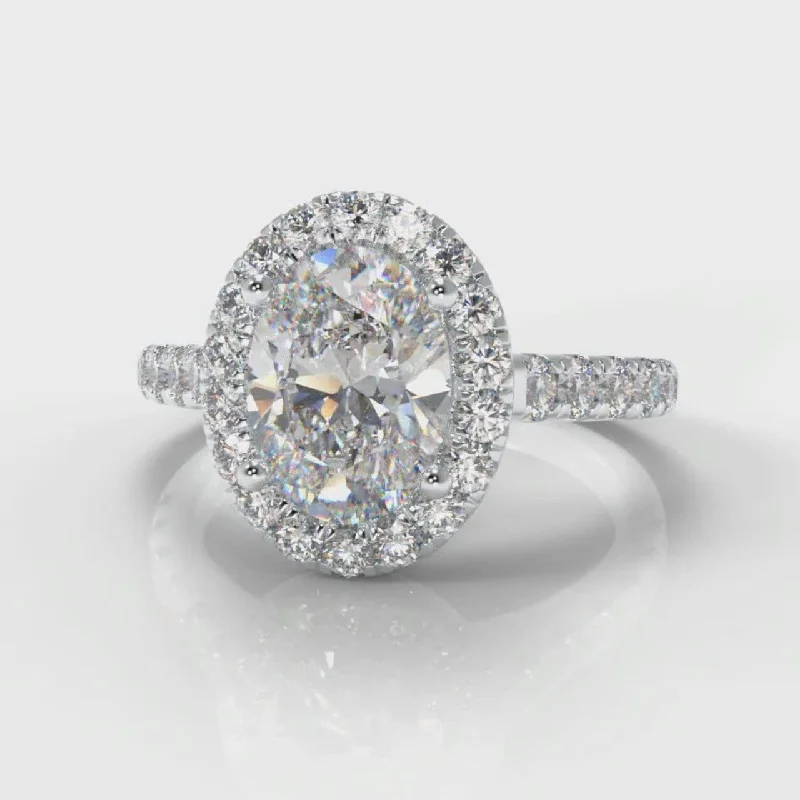 Micropavé Oval Diamond Halo Engagement Ring