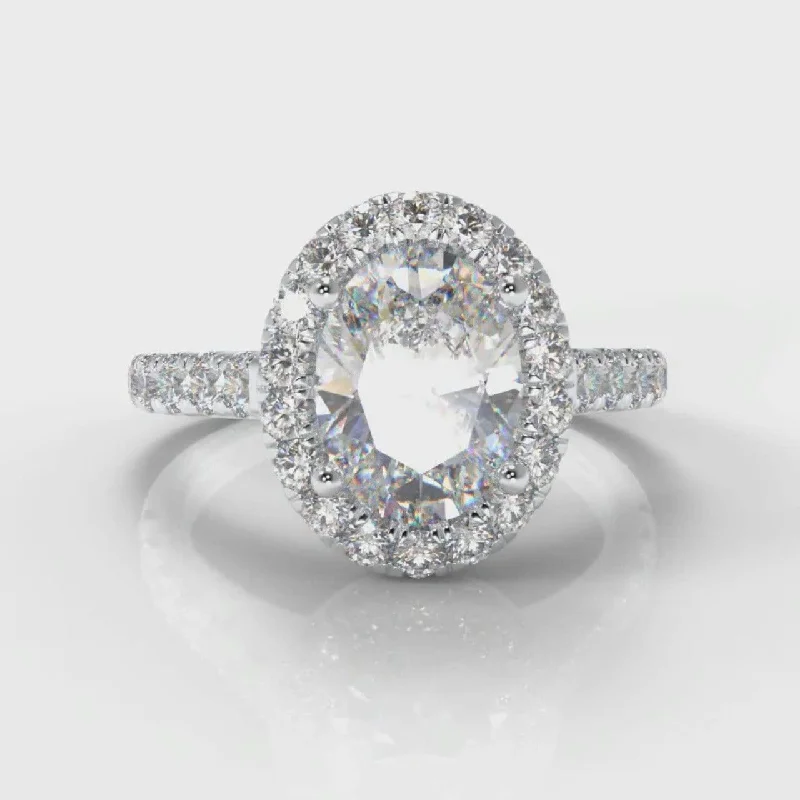 Micropavé Oval Diamond Halo Engagement Ring