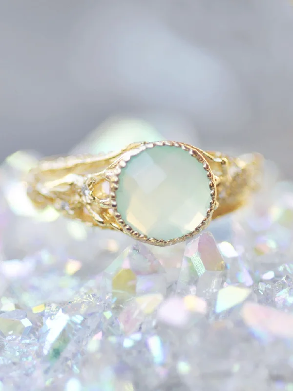 14K Diamond Ophelia Flower Ring - Peruvian Calcite