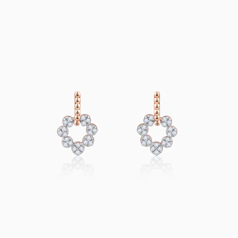 Rose Gold Halo Diamond Earrings