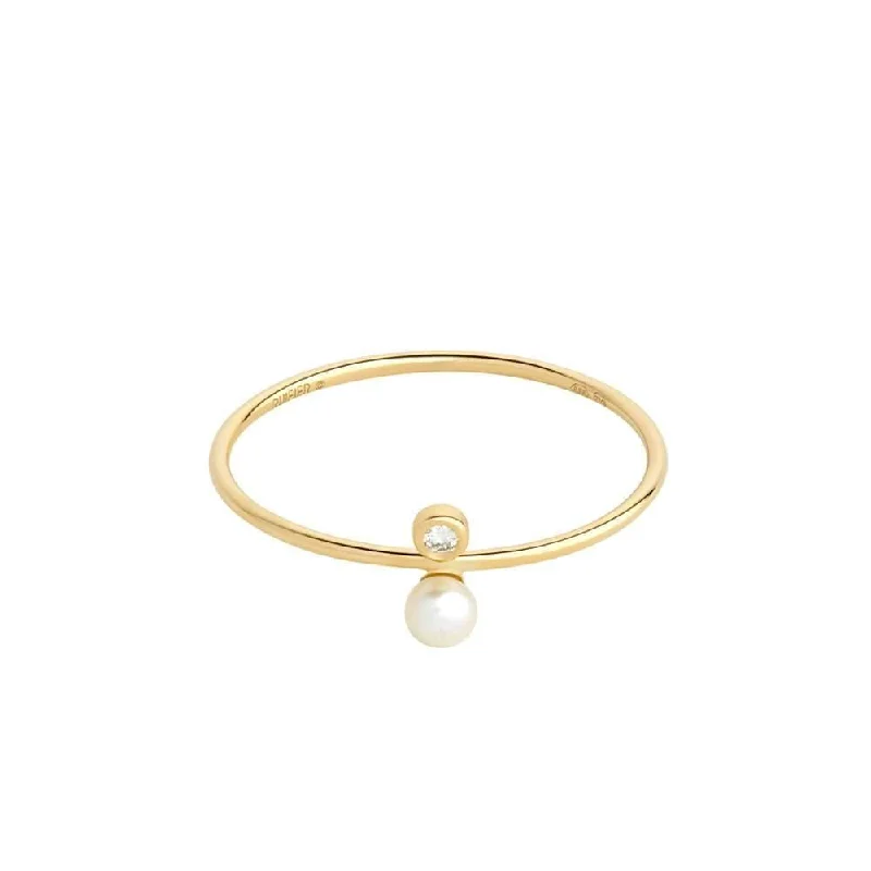 Astra Moonlight 18K Gold Ring w. Pearl