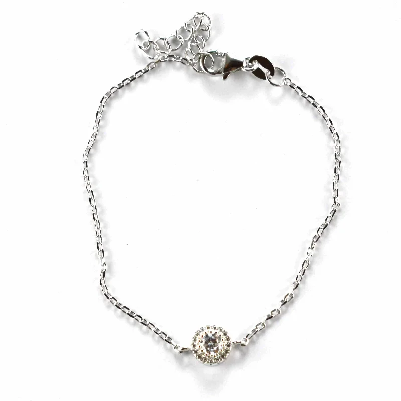 Silver bracelet with small CZ